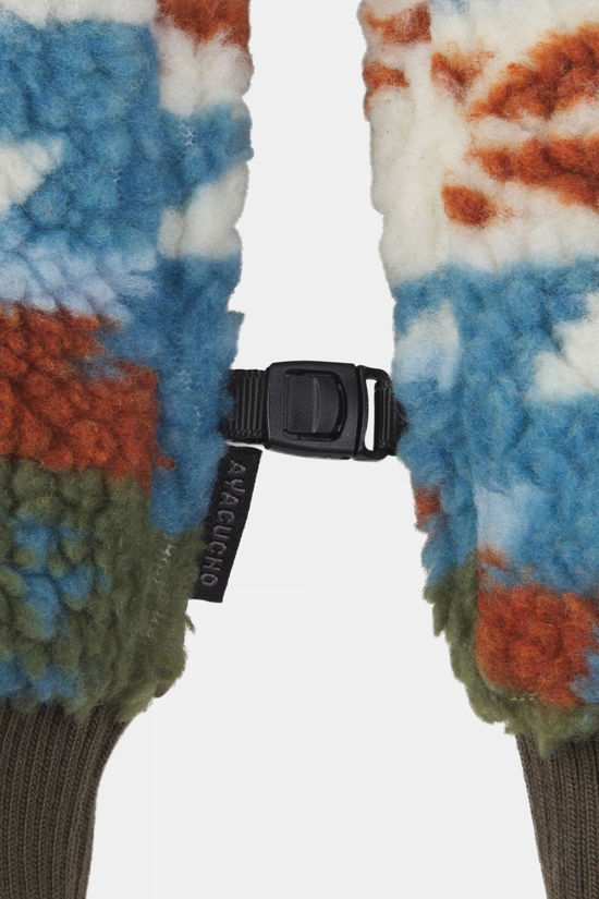 Ayacucho Unisex Sherpa Mittens Olivine/Umber Print