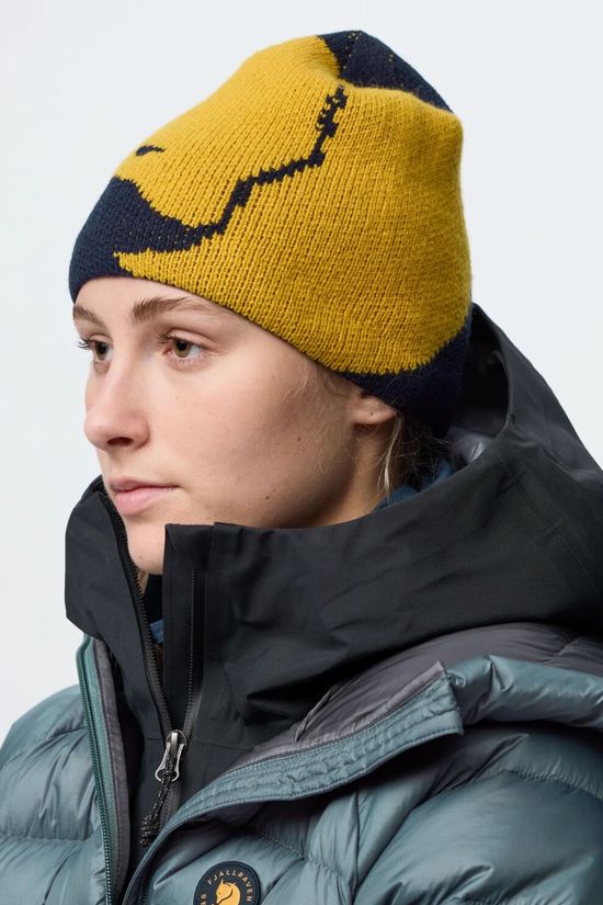 Fjallraven Unisex Bergtagen Jacquard Beanie  Dark Navy-Mustard Yellow