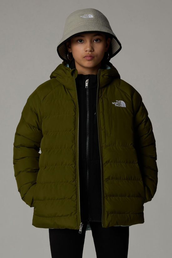 The North Face Girls Reversible Perrito Hooded Jacket Forest Olive