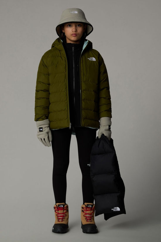The North Face Girls Reversible Perrito Hooded Jacket Forest Olive