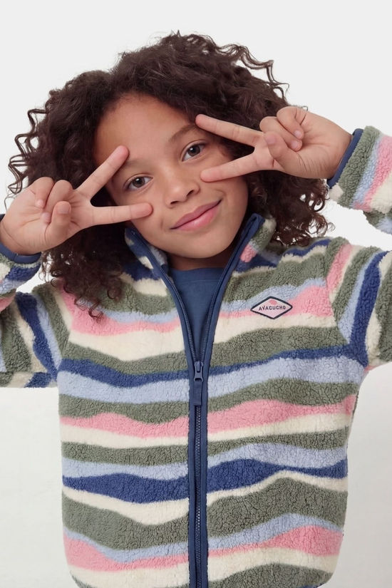 Ayacucho Kids Zilan Printed Wave Quarter Zip Fleece Foxglove Combo