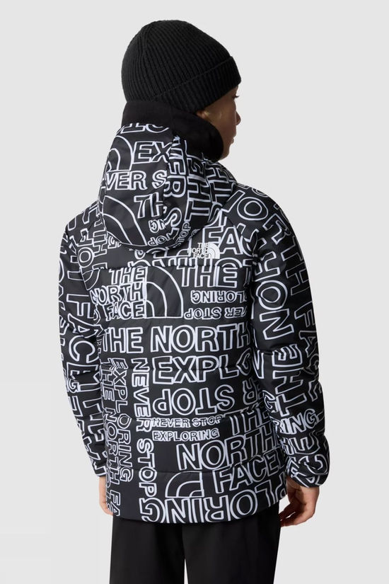The North Face Boys Reversible Perrito Jacket  Tnf Black Tnf Marker Logo Print-Tnf Black