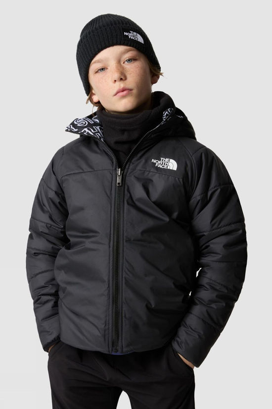 The North Face Boys Reversible Perrito Jacket  Tnf Black Tnf Marker Logo Print-Tnf Black