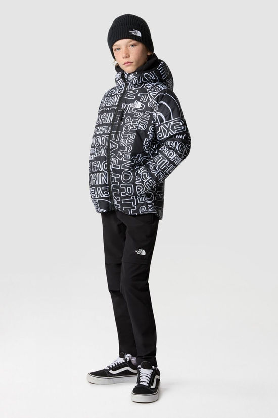 The North Face Boys Reversible Perrito Jacket  Tnf Black Tnf Marker Logo Print-Tnf Black
