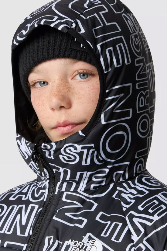 The North Face Boys Reversible Perrito Jacket  Tnf Black Tnf Marker Logo Print-Tnf Black