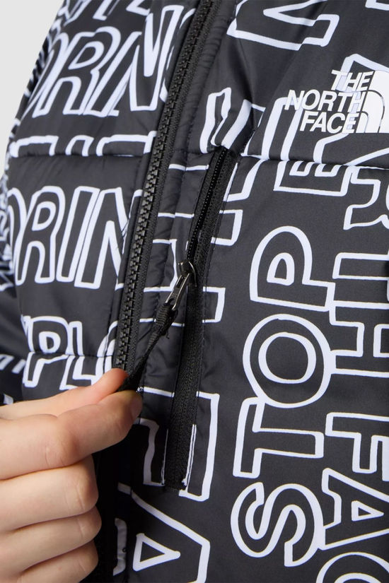 The North Face Boys Reversible Perrito Jacket  Tnf Black Tnf Marker Logo Print-Tnf Black