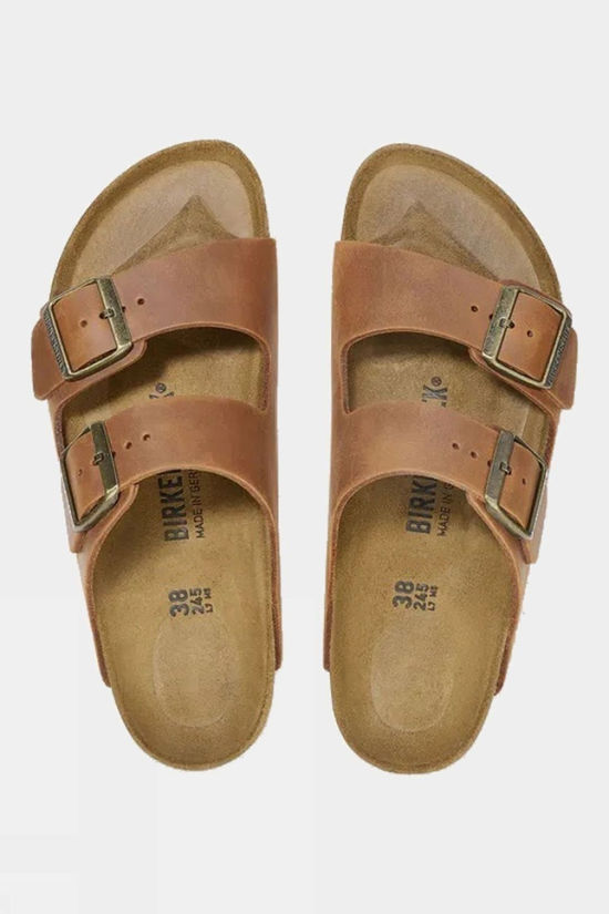 Birkenstock Womens Arizona Oiled Leather Sandals Cognac