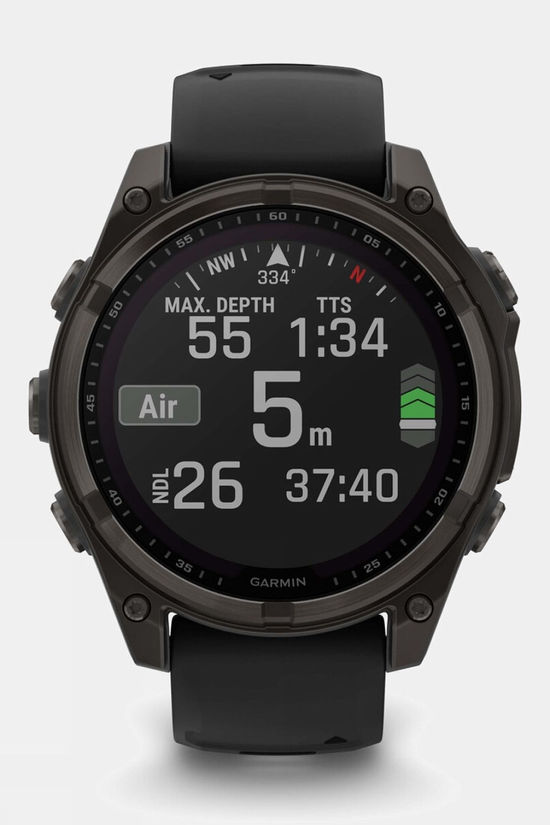 Garmin Fenix 8 Sapphire Solar 47mm GPS Smartwatch Carbon Grey Titanium And Black With Black/Pebble Grey Band