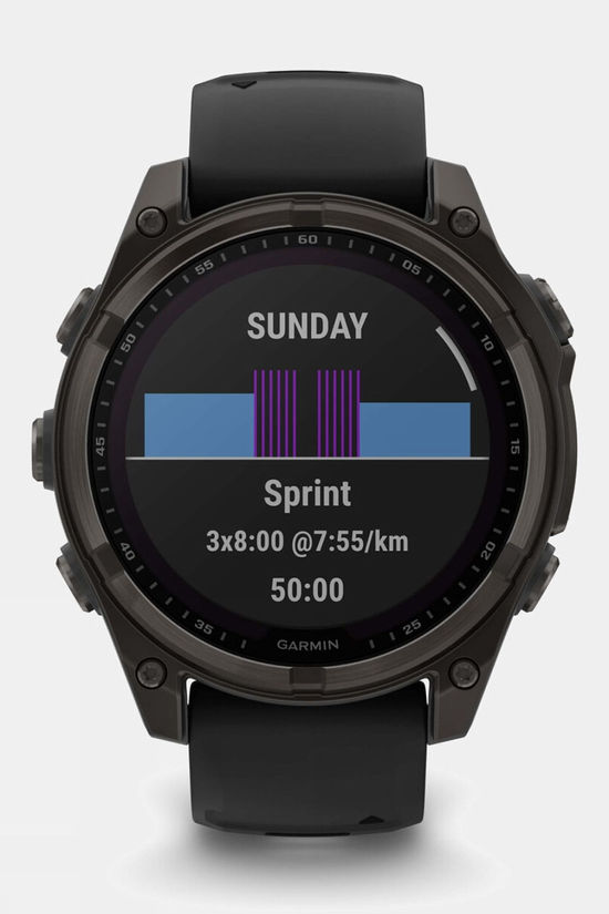 Garmin Fenix 8 Sapphire Solar 47mm GPS Smartwatch Carbon Grey Titanium And Black With Black/Pebble Grey Band