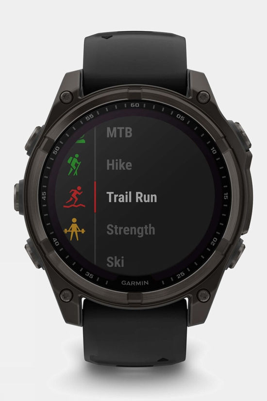 Garmin Fenix 8 Sapphire Solar 47mm GPS Smartwatch Carbon Grey Titanium And Black With Black/Pebble Grey Band