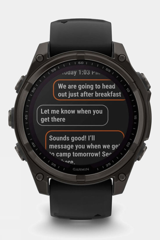 Garmin Fenix 8 Sapphire Solar 47mm GPS Smartwatch Carbon Grey Titanium And Black With Black/Pebble Grey Band
