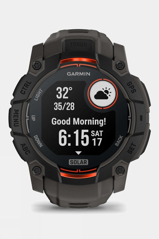 Garmin Instinct 3 Solar 50mm GPS Smartwatch Black Bezel With Charcoal Band