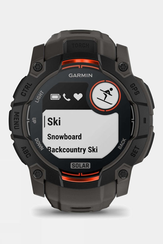 Garmin Instinct 3 Solar 50mm GPS Smartwatch Black Bezel With Charcoal Band