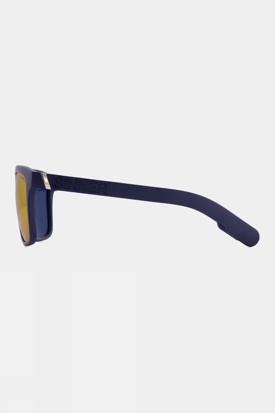 Sinner Unisex Thunder X Polarised Sunglasses Matt Dark Blue/Red Mirror