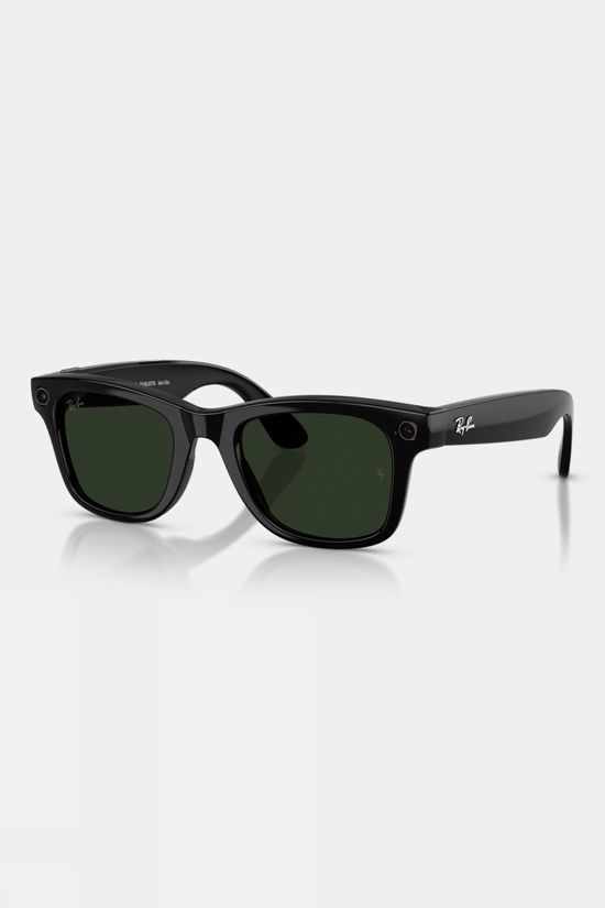 Ray-Ban Meta Wayfarer Sunglasses Shiny Black - Clear / Graphite Green Transitions