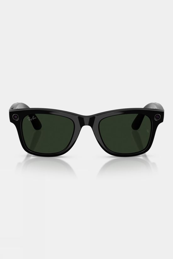 Ray-Ban Meta Wayfarer Sunglasses Shiny Black - Clear / Graphite Green Transitions