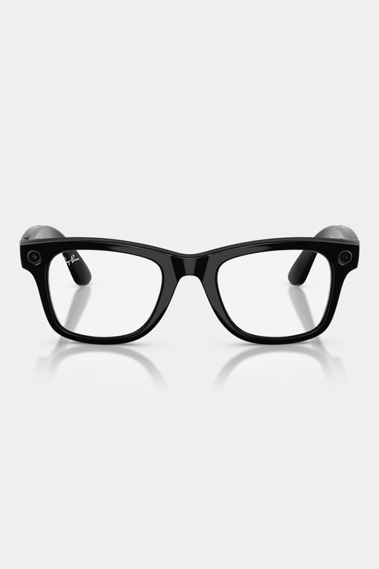 Ray-Ban Meta Wayfarer Sunglasses Shiny Black - Clear / Graphite Green Transitions