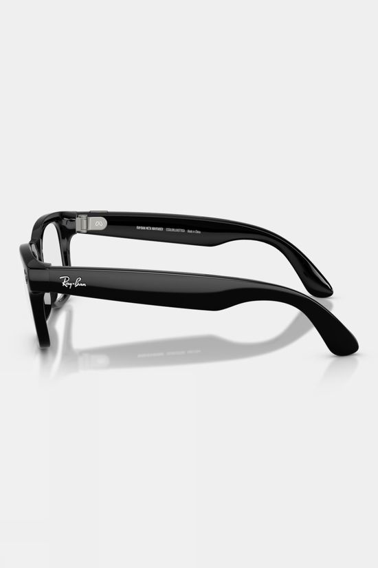 Ray-Ban Meta Wayfarer Sunglasses Shiny Black - Clear / Graphite Green Transitions