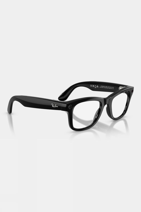 Ray-Ban Meta Wayfarer Sunglasses Shiny Black - Clear / Graphite Green Transitions