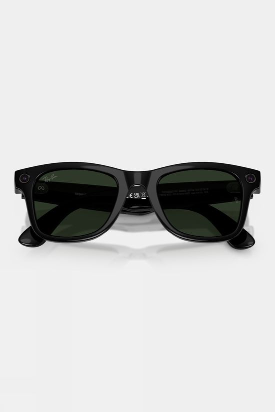 Ray-Ban Meta Wayfarer Sunglasses Shiny Black - Clear / Graphite Green Transitions