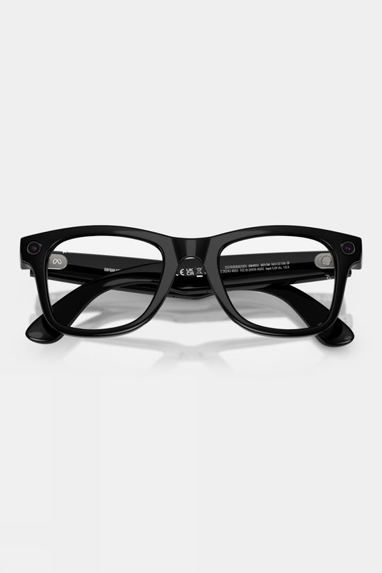 Ray-Ban Meta Wayfarer Sunglasses Shiny Black - Clear / Graphite Green Transitions