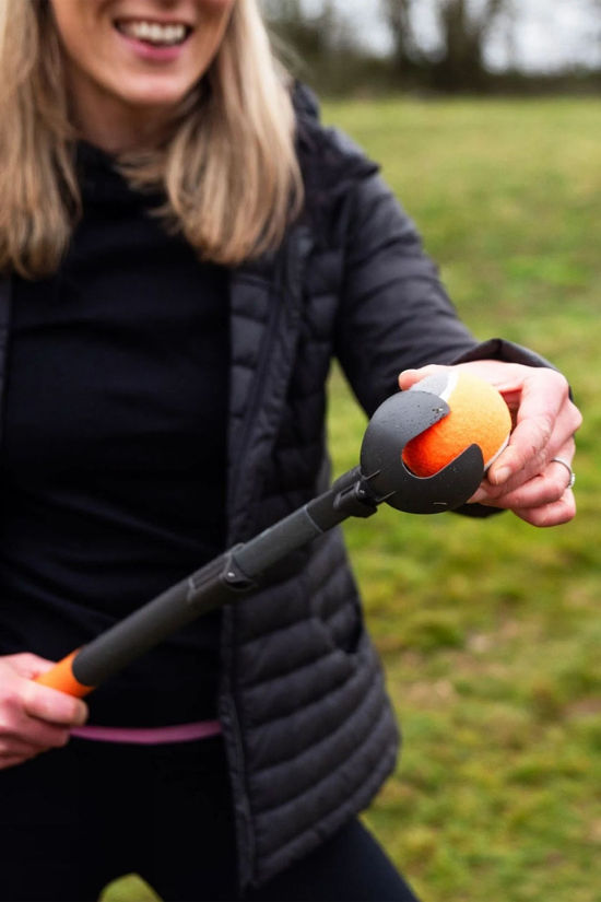 Mountain Paws Adjustable Dog Ball Thrower Grey/Orange