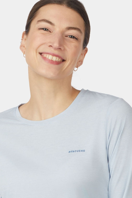 Ayacucho Womens Tokyo Long Sleeve T-Shirt Sheer Blue