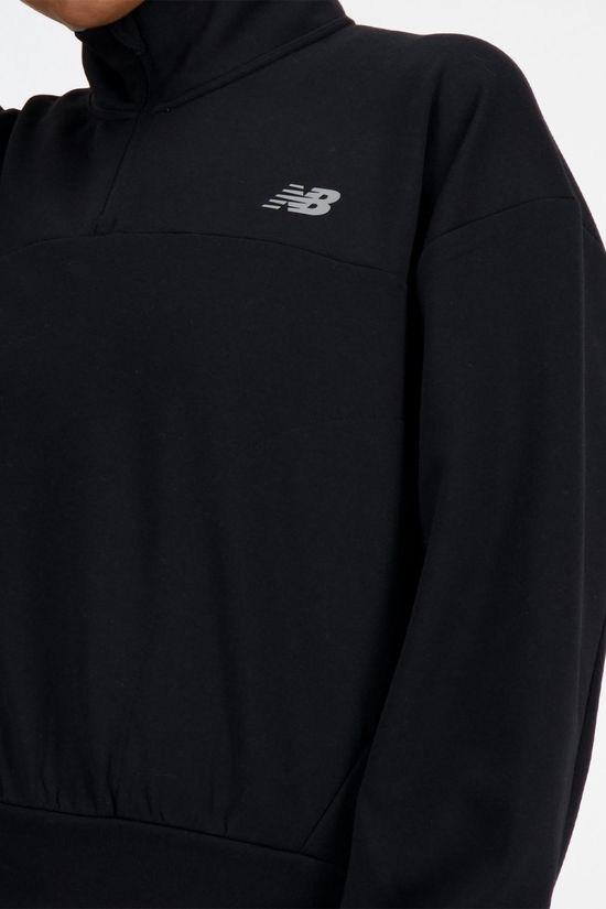 New Balance Womens Tech Knit Oversized Quarter Zip Top Black
