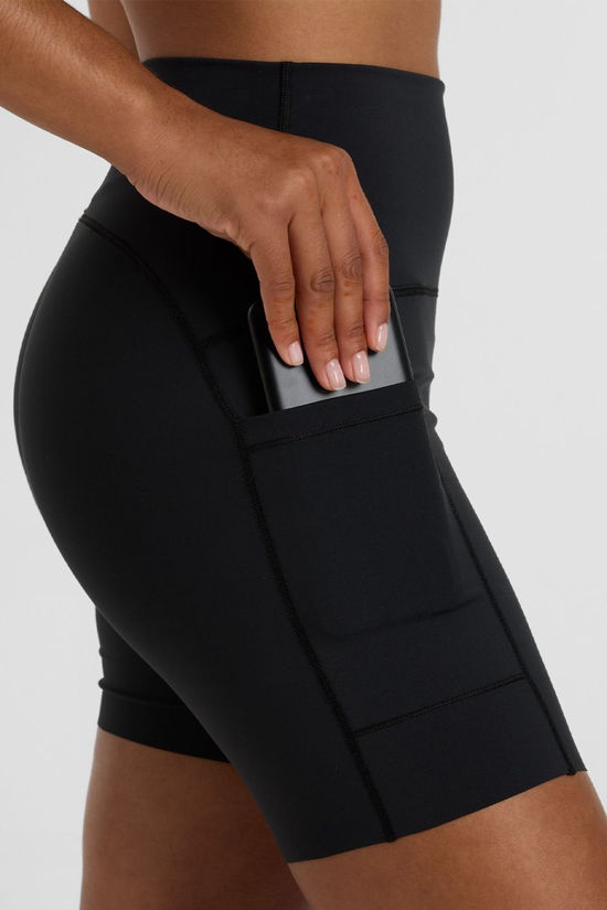 New Balance Womens Sleek Pocket High Rise 6" Shorts Black