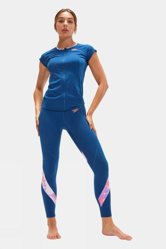 Speedo Womens Printed Swimming Leggings Blue Print