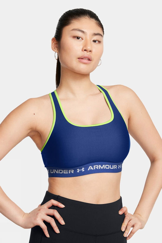 Under Armour Womens Ua Crossback Mid Bra Baselayer Bra Tech Blue/Retro Green