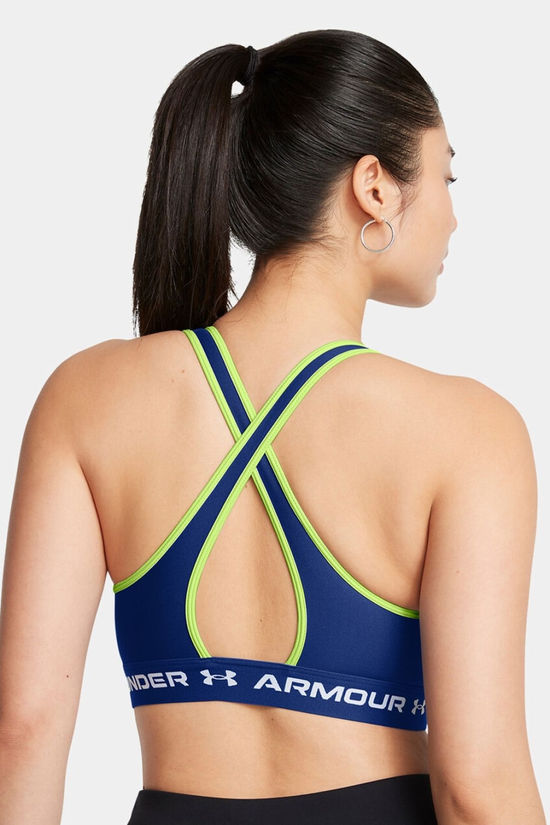 Under Armour Womens Ua Crossback Mid Bra Baselayer Bra Tech Blue/Retro Green
