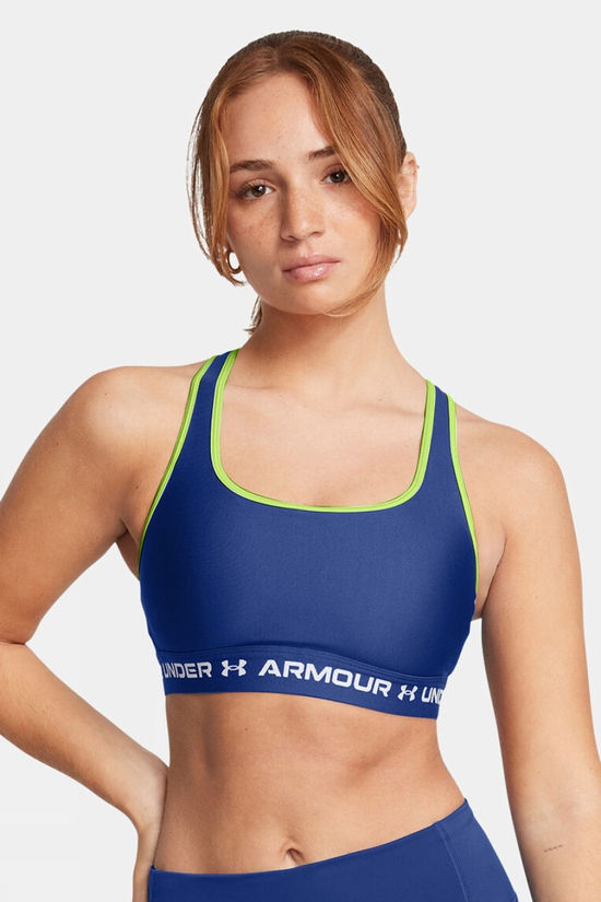 Under Armour Womens Ua Crossback Mid Bra Baselayer Bra Tech Blue/Retro Green