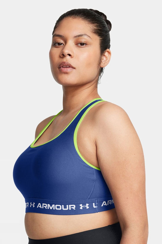 Under Armour Womens Ua Crossback Mid Bra Baselayer Bra Tech Blue/Retro Green
