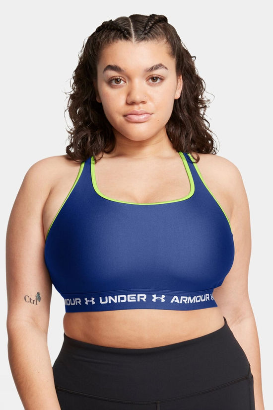 Under Armour Womens Ua Crossback Mid Bra Baselayer Bra Tech Blue/Retro Green
