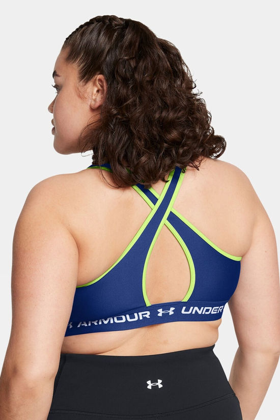 Under Armour Womens Ua Crossback Mid Bra Baselayer Bra Tech Blue/Retro Green