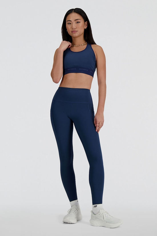 New Balance Womens Sleek Medium Sports Bra Nb Navy