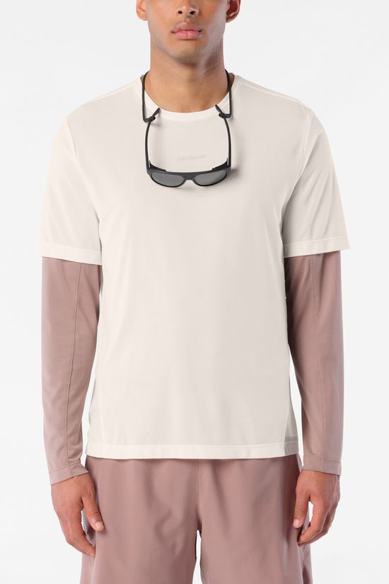 Salomon Mens Shakeout Core GFX T-Shirt Whisper White/Pink Frosting/Icy Pink