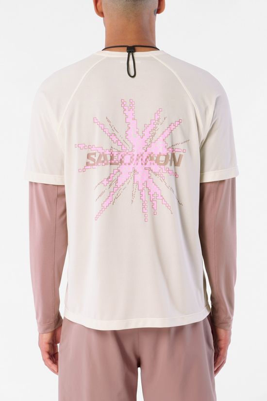 Salomon Mens Shakeout Core GFX T-Shirt Whisper White/Pink Frosting/Icy Pink
