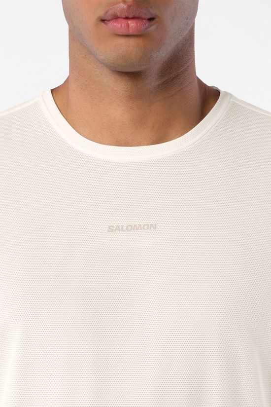 Salomon Mens Shakeout Core GFX T-Shirt Whisper White/Pink Frosting/Icy Pink