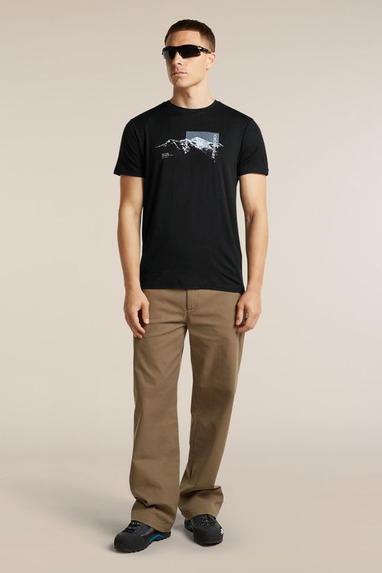 Icebreaker Mens 150 Tech Lite Short Sleeve Base Layer Top - Pure Altitude Black