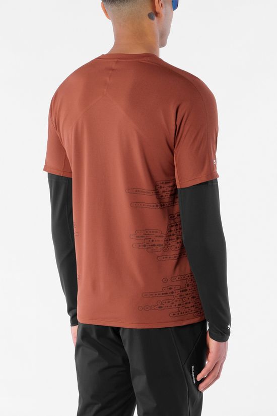 Salomon Mens Sense Aero GFX T-Shirt Burnt Umber/Coffee Bean