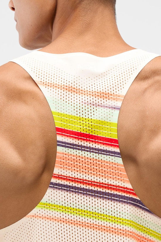 Hoka Mens Race Day Singlet Top Alabaster Flare