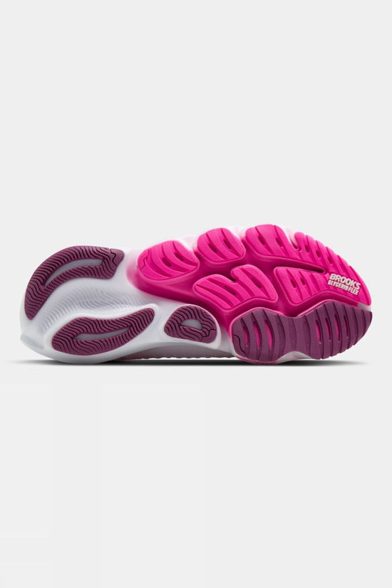 Brooks Womens Glycerin Flex Shoes White/Cyber Pink/Argyle
