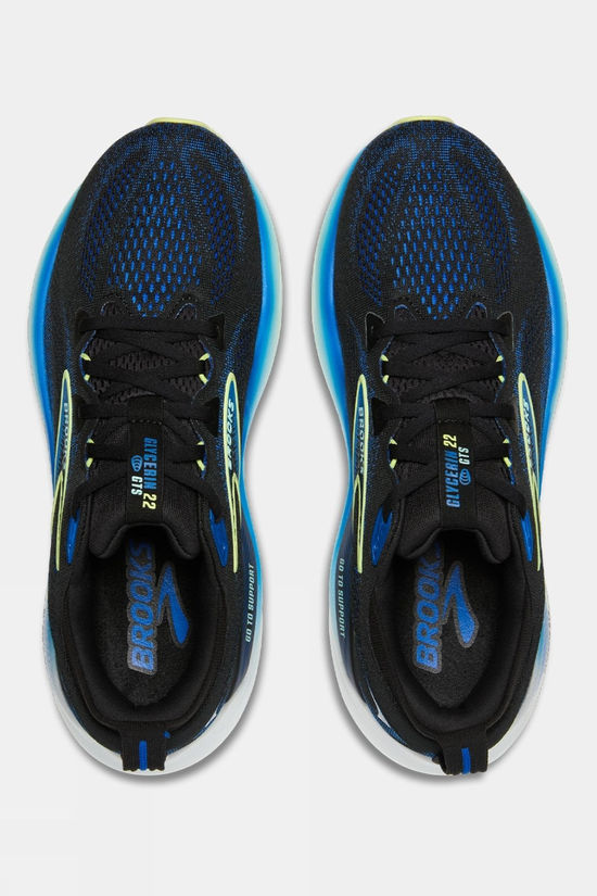 Brooks Mens Glycerin GTS 22 Shoes Black/Cobalt/Neo Yellow