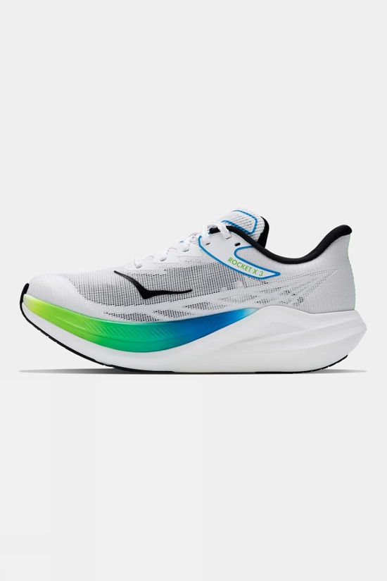 Hoka Mens Rocket X 3 Shoes Frost / Electric Lime
