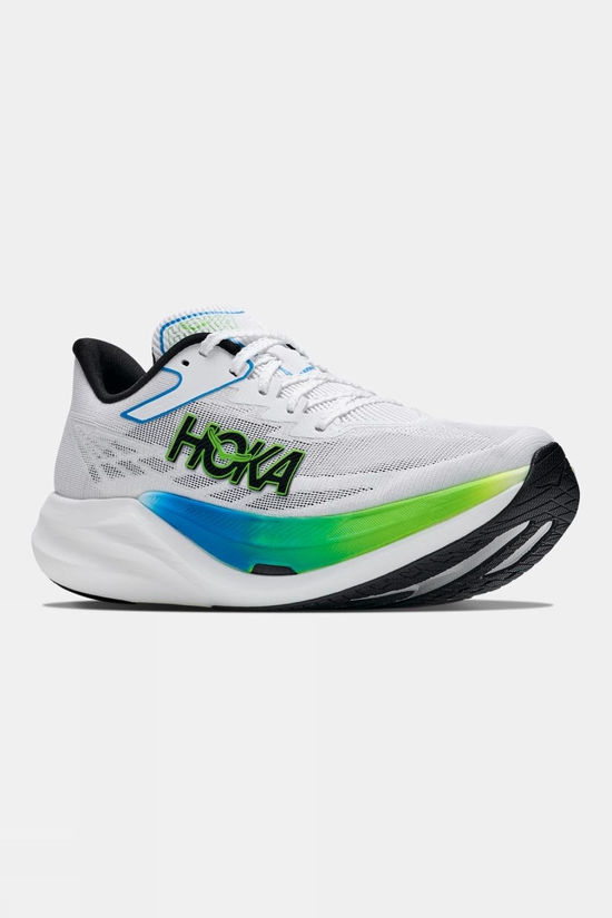 Hoka Mens Rocket X 3 Shoes Frost / Electric Lime