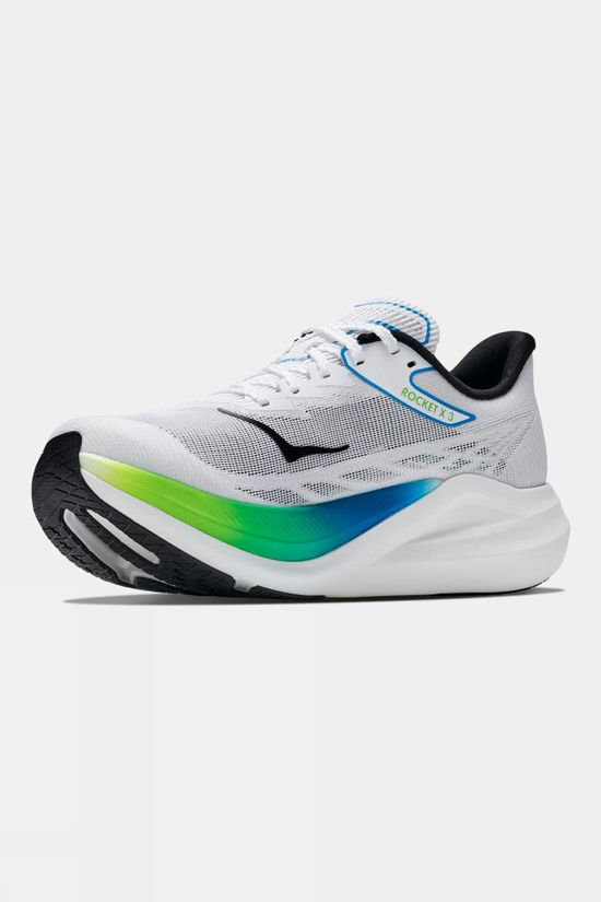 Hoka Mens Rocket X 3 Shoes Frost / Electric Lime
