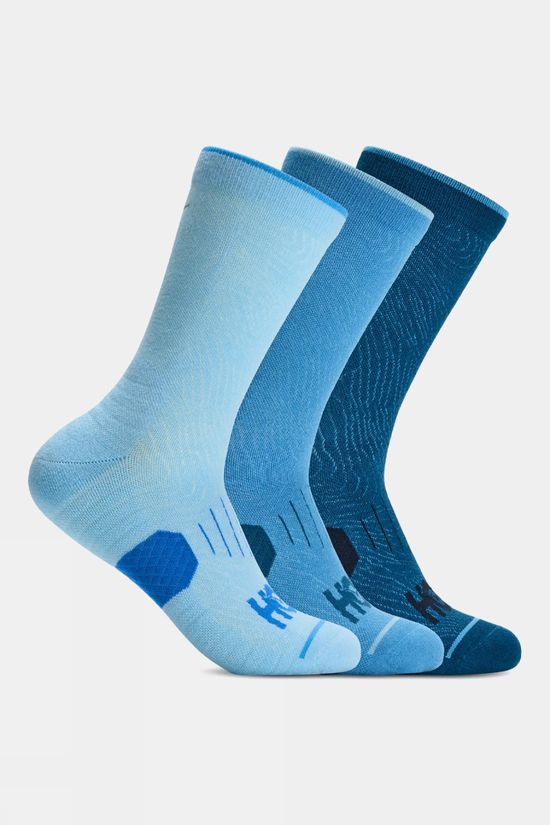 Hoka Mens Crew Run Sock (3-Pack) Hazy Blue / Soft Cobalt / Night Glow Blue