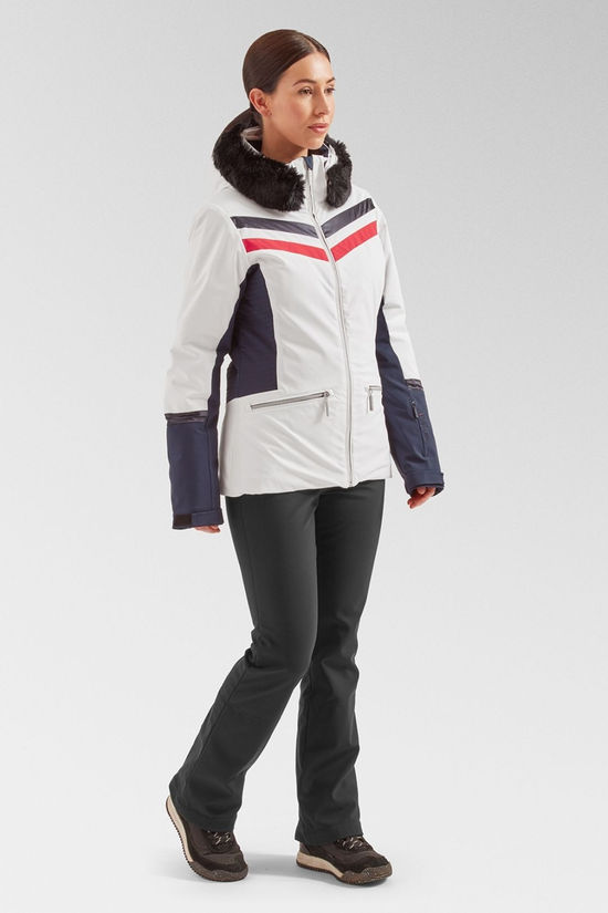 Henri Duvillard Womens Alicia Faux Fur Ski Jacket White